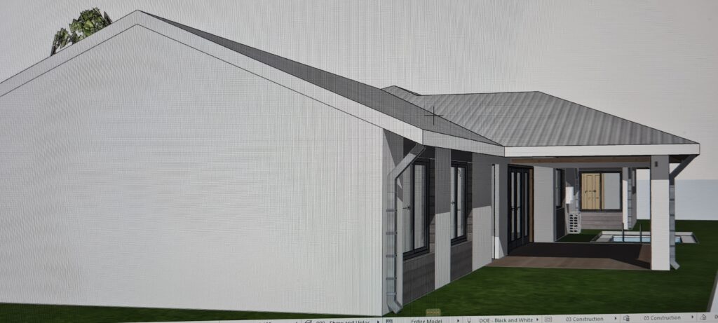 3D Rear view of single level additions and alterations